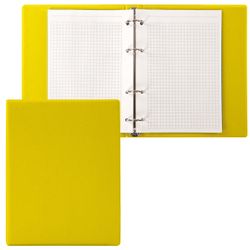 BRAUBERG / Halkalı defter A5 (180x220 mm), 80 sh., PVC kapak, kafes, sarı / 4 ad.