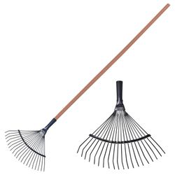 Rake wire fan, 20 teeth, width 39 cm, wooden handle 120 cm
