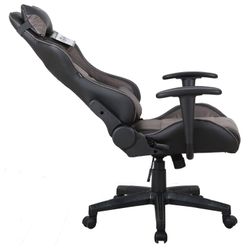 Computer chair BRABIX "GT Racer GM-100", two pillows, fabric, eco-leather, black / brown