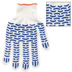 ЛАЙМА / Cotton gloves STANDARD, SET 5 PAIRS, 7,5 class, 46-48 g, 166 tex, PVC wave, WHITE