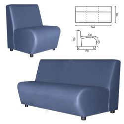 GARTLEX / Sofa soft three-seater "Cloud", "V-600", 1540x750x780 mm, without armrests, eco-leather, blue