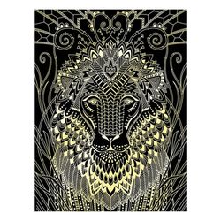 LORI / Anti-stress engraving with gold effect "Golden-Maned Lion", 18x24 cm, base, grader