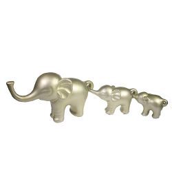 Ремеко / Set of 3 decorative figures "Family of elephants" (silver-beige) L57W15H8,5