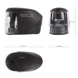 BRAUBERG electrical sharpener, 220V power supply or 4 AA batteries, reliable milling mechanism