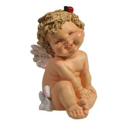 Ремеко / Figura decorativa "Angelo con coccinella" L10W9H15cm