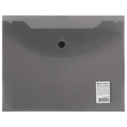 Folder-envelope with button SMALL FORMAT (240х190 mm), A5 tinted black, 0.18 mm, BRAUBERG