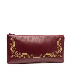 Торжокские золотошвеи / Leather eyeglass case burgundy