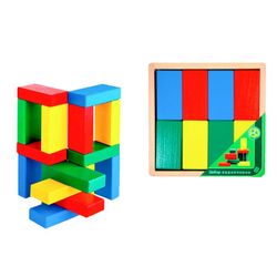 Colored bricks - 16 pieces in a wooden box for children from 2 years old