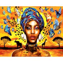 Опт-картина / Pintura por números 40x50 habitantes africanos