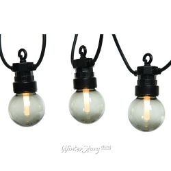 Kaemingk / Guirlande Ampoules Fumée, 20 lumières, LED blanc chaud, 9,5 m, PVC noir, connectable, IP44