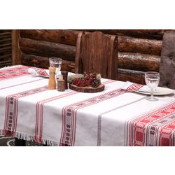 Тканые узоры / Cotton tablecloth "Summer red" 220х134