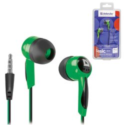 DEFENDER / Kulaklık Basic 604, kablolu, 1,2 m, kulak içi, siyah ve yeşil