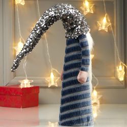 Сималенд / Búp bê nội thất "Ông nội mặc áo khoác lông màu xanh lam, đội mũ sequins"