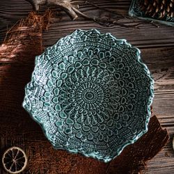Антикварня / Antique / Deep plate "Emerald Forest"