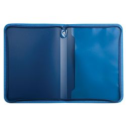 Carpeta de plástico con cremallera BRAUBERG "Contract", A4, 335x242 mm, bolsillo interior, azul