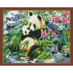 Опт-картина / Diamond mosaic 40x50, round rhinestones of the Panda