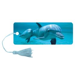 Bookmark for books 3D, BRAUBERG, volume c movement "Dolphin" with a decorative lace tie