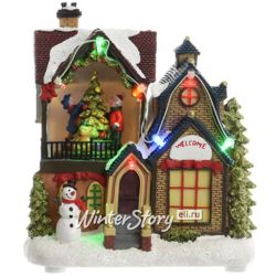 Kaemingk / Glühendes Neujahrshaus Weihnachtsdorf: Besuch bei Tommy 18 * 15 * 11 cm, mit Bewegung