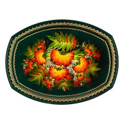 Сувениры из Н.Тагила / Souvenirs from N. Tagil / Tray "Poluoval. Rowan on green", 30x40 cm