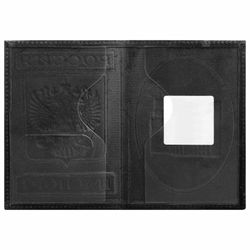 Passport cover genuine leather smooth "coat of Arms", vertical, black, BRAUBERG