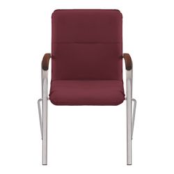 Armchair for reception and meeting rooms "Samba" (wood 1.023), chrome frame, burgundy leatherette V-25