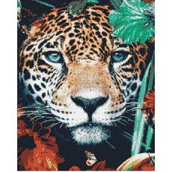 Опт-картина / Mosaico de diamantes, 40x50, diamantes de imitación cuadrados Leopardo en flores