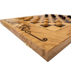 GamesDealer / Schach + Dame + Backgammon 45mm, ohne Figuren, Eiche