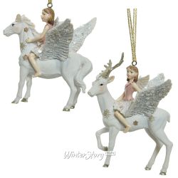 Kaemingk / Arbre de Noël jouet Fée Ellie sur un cerf ailé 11 cm, pendentif