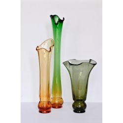 Гусевской Хрустальный завод / Crystal flower vase "Venice" small amber-green