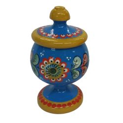 Беломорские узоры / Wooden saltcellar on a leg "Shenkurskiy blue painting"