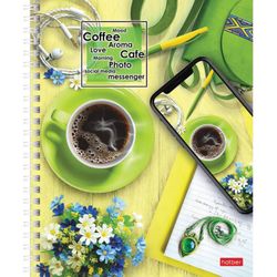 HATBER / Notebook А5, 96 sh., Comb, cage, cardboard cover, "Time For Coffee" / 8 pcs.
