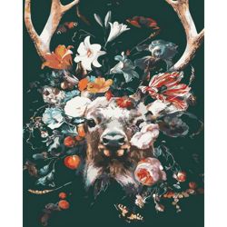 Опт-картина / Painting by numbers 40x50 Deer in flowers