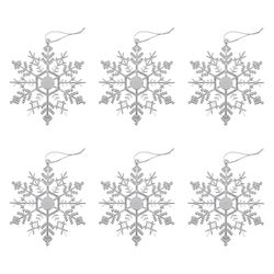 ЗОЛОТАЯ СКАЗКА / Noel ağacı asılı dekorasyon "Kar tanesi-örümcek ağı gümüşü", SET 6 parça, 12 cm