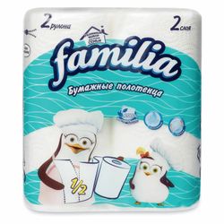 FAMILIA / White 2-layer household paper towels (2x12.5 m), 23x13 cm, soldered 2 pcs.