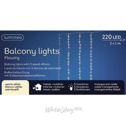Kaemingk / Balcony Waterfall 2 * 1m Fringe LED Garland 220 Warm White LED Lights Controller Transparent PVC IP44