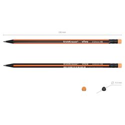 Pencil obstruction ERICH KRAUSE, 1pc., "Vivo", HB, black wood, with elastic band, housing cuts, sharpened