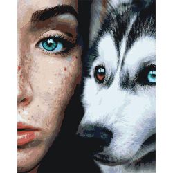 Опт-картина / Sơn theo số CAKADU 40x50 Cô gái và husky