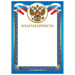 BRAUBERG / Letter of Appreciation, A4, coated cardboard, hot stamping, foil stamping, blue frame