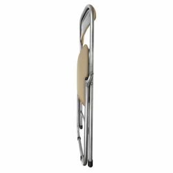 Folding chair for the house and office RS04, silver frame, beige leather