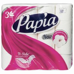 PAPIA / Toilet paper, 3-ply (32x16.8 m), white, 32 pcs.