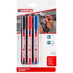 EDDING / Edding / Set pennarelli indelebili, punta tonda, 1,5-3 mm, 3 colori, blister 3 colori