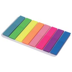 Bookmark adhesive BRAUBERG NEON, plastic, 45х8 mm, 8 colors x 20 sheets in plastic book