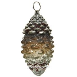 Kaemingk / Albero di Natale vintage Pigna Le Tronche Choco 11 cm, vetro, ciondolo