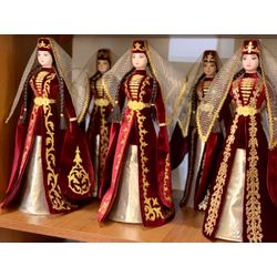 Asik / Ossetian doll in a velvet robe and handmade embroidery, 35 cm