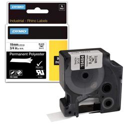 DYMO Rhino Label Printer Cartridge, 19mm x 5.5m, Polyester Ribbon, Extreme Temperature, Black, White