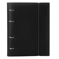 BRAUBERG / Cuaderno sobre anillas A5 (175x220 mm), 120 sh., Funda de plástico, jaula, con goma de fijación, negro / 5 uds.