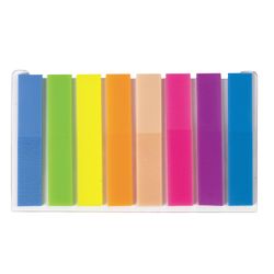 Bookmark adhesive STAFF, NEON plastic, 45х8 mm, 8 colors x 20 sheets, plastic base
