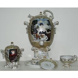 Дельта-Х / Samovar porcelain electric model 3 with tea pairs, author's