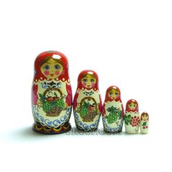 Семеновская роспись / Russian woman - booklet matryoshka, 5 dolls - booklet No. 16