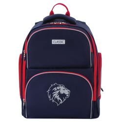 Backpack BRAUBERG CLASSIC, light frame, premium material, Lion, blue, 37x32x21 cm